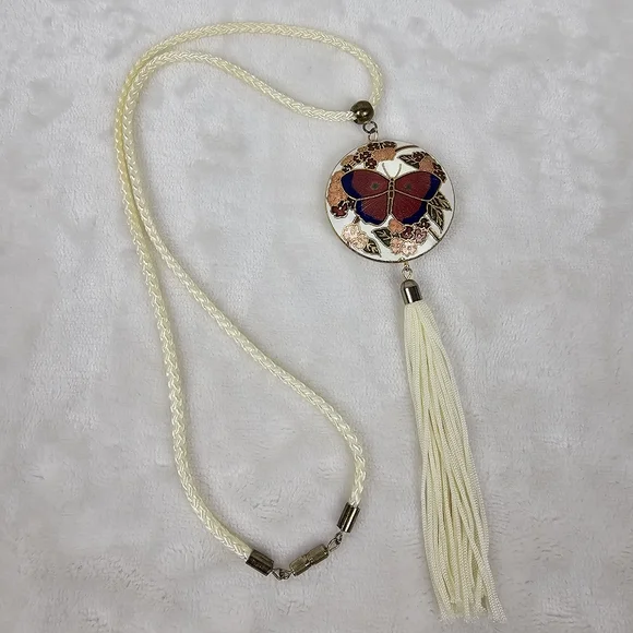 Vintage Cloisonne Butterfly Pendant Necklace - Picture 10 of 10